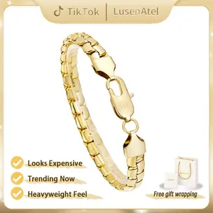 [2026 New Upgrade] 14K Gold Flat Pearl Chain Bracelet | Sleek Rounded Link Design | Mirror Shine Finish | No Green, No Fade | Modern Minimal Jewelry