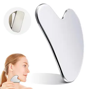 Premium Thickened Steel Gua Sha Scraper with Leather Bag Durable Luxe V-Face Sculpting Skincare Essential Tool Storage guasha