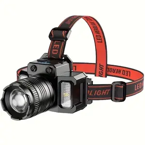 Smart Sensor LED Headlamp, Battery-Powered Cordless Heavy-Duty Light with Lithium-Ion Battery, Long Runtime, Zoom, High Brightness, Emergency Rechargeable Longbeam Work Lamp for Outdoor Fishing, Battery-Powered Cordless Headlamps, Emergency Rechargeable H