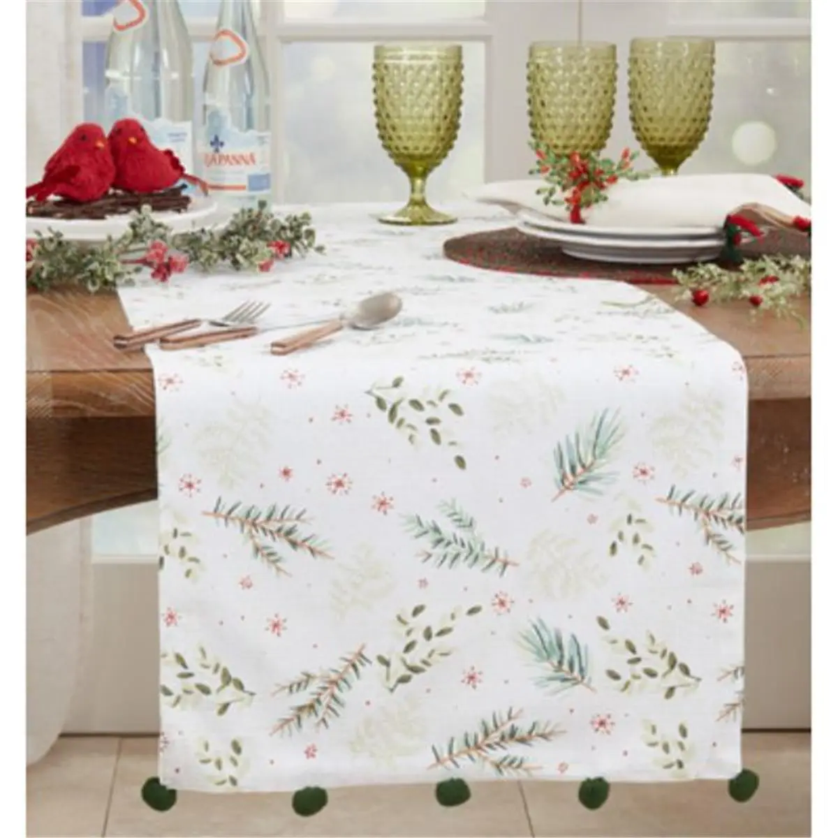 Saro Lifestyle 1132.G1672B 16 x 72 in. Christmas Foliage Table Runner, Green