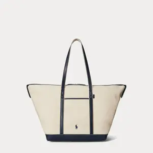 Polo Ralph Lauren - Leather-Trim Canvas Large Shopper Tote Polo Ralph Lauren - Leather-Trim Canvas Large Shopper Tote