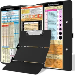 Aluminum 3 Layers Foldable Nursing Clipboard Pocket Size Clip Notepad with Cheat Sheets for Nurses Students and Doctors