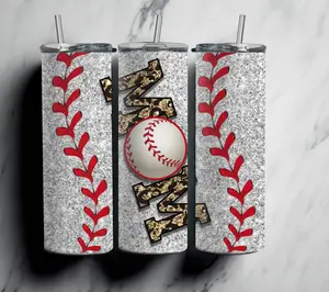 Baseball Mom 20 Oz Tumbler with Straw Beverage Bottle Portable Cup Water Bottles Drinkware