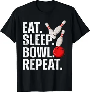 100% Cotton Cool Bowling For Men Women Bowling League Team Sports Bowler T-Shirt