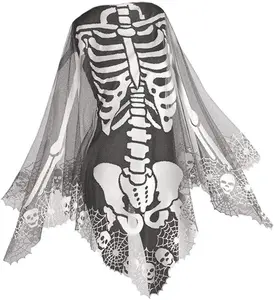 Skeleton Poncho 60" X 60" Gothic Halloween Costume - Pewter