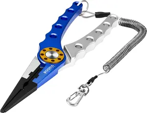 Booms Fishing X1 Aluminum Fishing Pliers for Saltwater and Surf Fishing, Multi-Tool Hook Remover, Braided Line Cutter, Split Ring Tool, with Coiled Lanyard and Sheath, Essential Fishing Tackle Kit BOOMS SPORTS & OUTDOORS INC