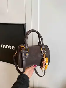 1pc Women's Fashion Minimalist Casual Vintage Solid Color Handbag Shoulder Purse with Exquisite Pendant Perfect for Daily Commuting, Shopping, Dates, or Gifts Versatile Essential for Every Woman