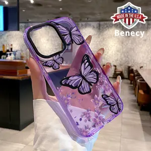 Soft Case for iPhone 16 Pro Max 15 Plus 14 13 12 11 Lilac Butterfly Reverie Anti-Yellowing Shockproof ultra-thin Silicone Crystal Cover