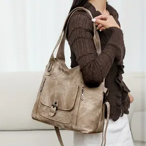 Women's Retro Tote Bag with Detachable Strap - Shoulder Bag Suitable for Daily Use & Work, Zipper Closure, Soft Material, /Blue/, Versatile for Casual or Professional Carry house purse