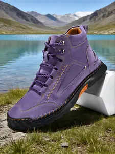 Men's Boots For Men Men's Hiking Boots Vintage Vegan Leather Walking Boots Breathable Anti-Slip Outdoor Sports Ankle Boots Fashion Wide Fit Motorcycle Boots Men Plus Size Shoes Men Shoes Size 12 13 14 15 Ideal For Outdoor Activities, Hiking,And Everyda