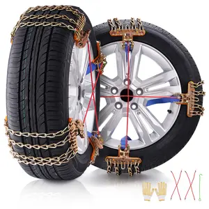 VEVOR 16 PCS Thickened Snow Chains,  Tire Traction Wheel Chains for Tire Width 8-8.8 in /205-225 mm, Manganese Alloy Steel Emergency Tire Chains for Cars, Pickups, SUVs, and Trucks