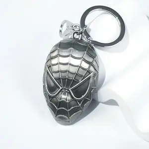 1PC Marvel Officially Licensed Spider Man Face Masks Pewter KeyringAlloy Keychain Bag Clip Accessories Bag Charm Key rings for Car Keys Cartoon Gifts