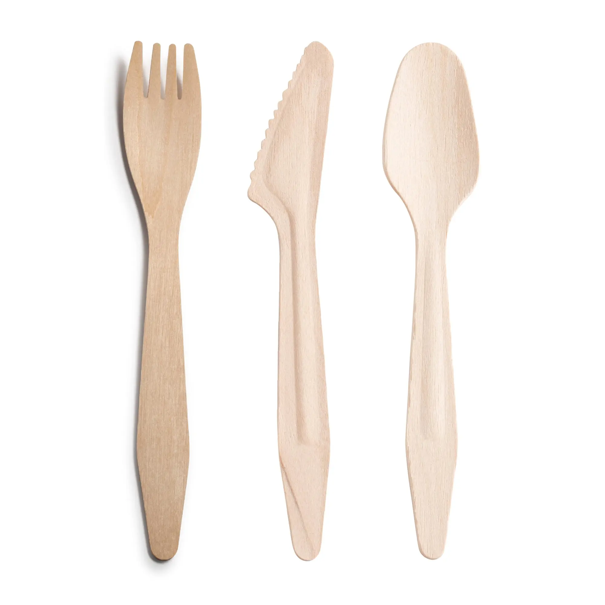 Natural Birch Eco Friendly Disposable Wooden Cutlery Set - Spoons, Forks and Knives