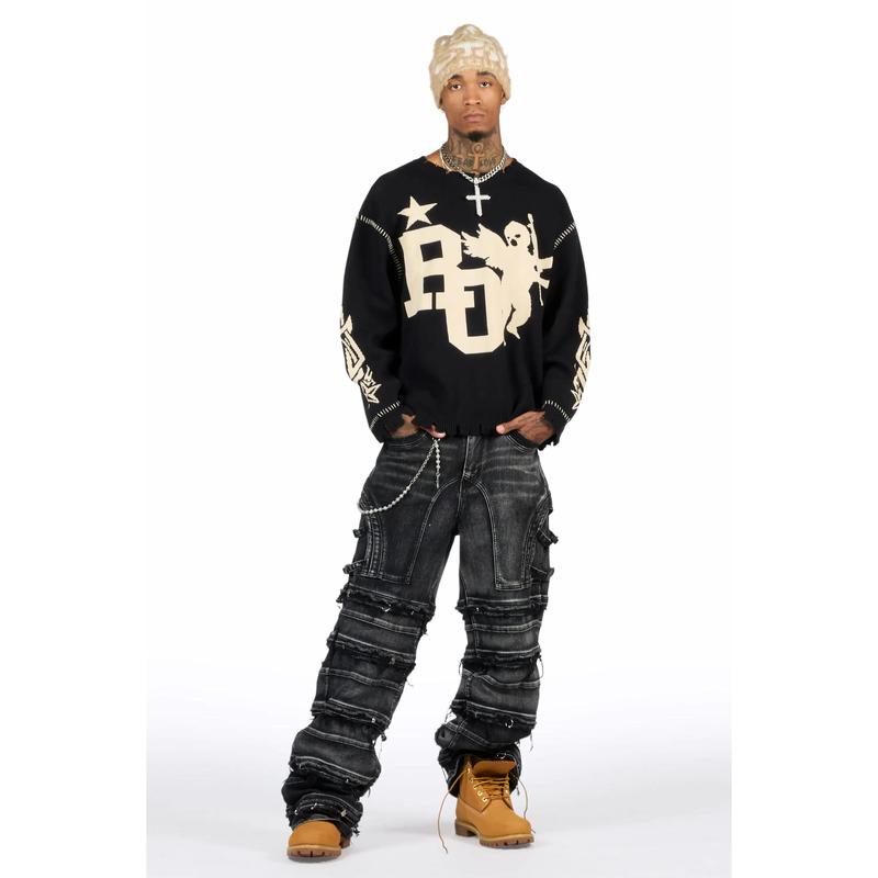 Pluton Black Knit Sweater