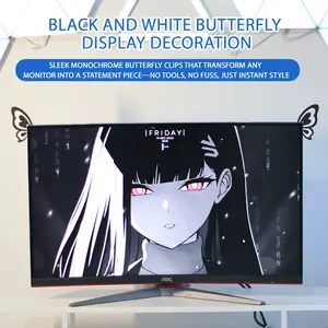 Butterfly monitor ear decoration, ACG anime peripheral, esports room gaming screen, high-end black HD screen