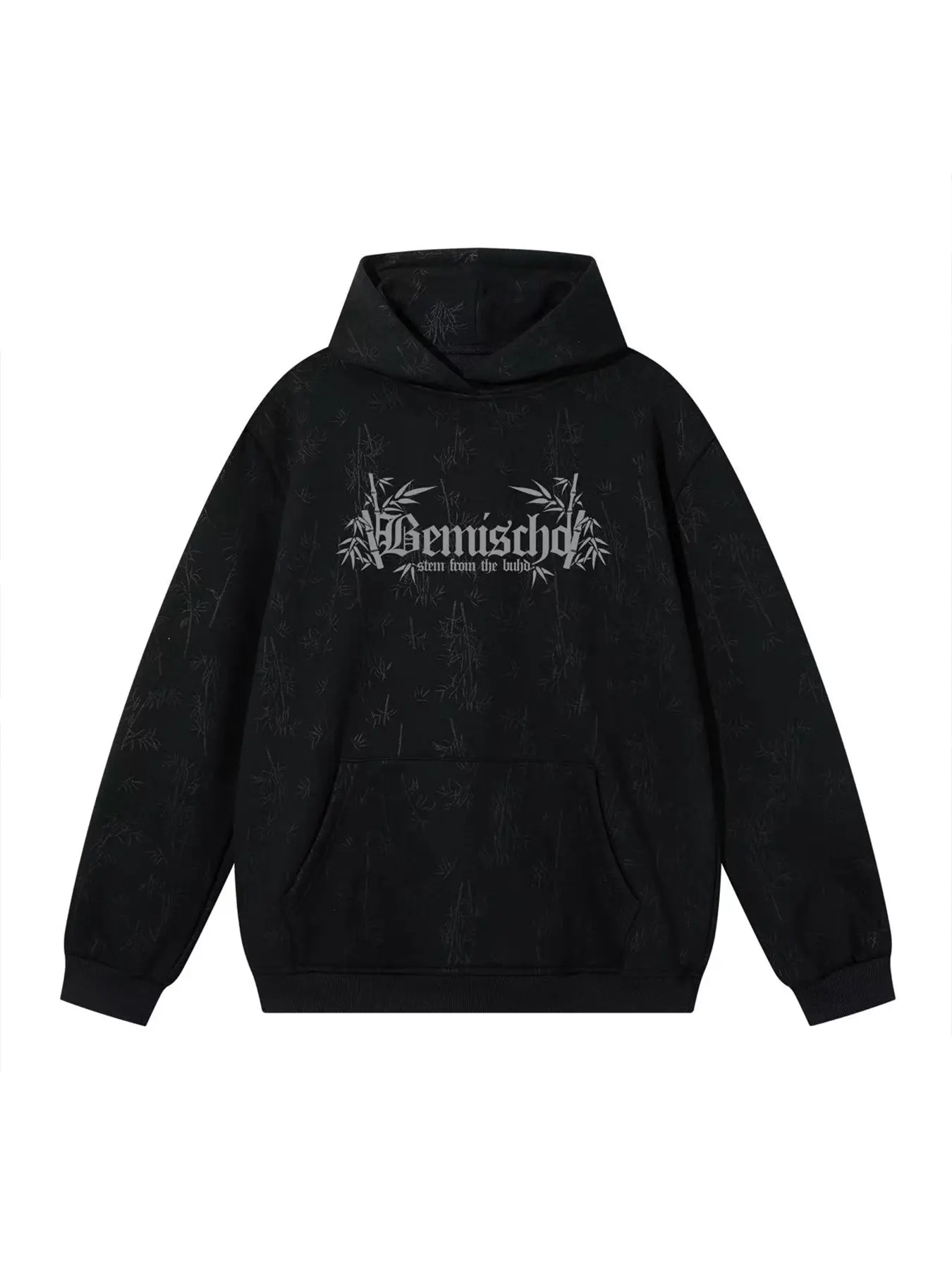 Men's Fall New Arrival Embroidered Bamboo Forest Letter Print Hoodie, Casual Fashion Streetwear Pullover Jacket, Trendy Men's Clothing