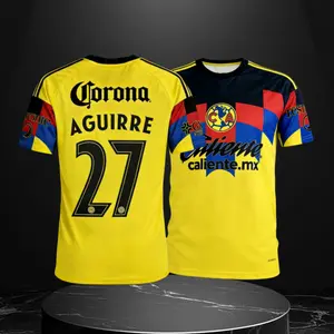 27# Rodrigo Aguirre 25 26 Mexico LIGA MX Club America Home Yellow Short Sleeve Soccer Jersey Fans Version Breathable