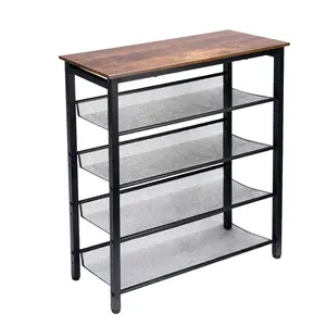 Shoe Bench 3-5 Tier Shoe Rack Organizer Storage Bench 19.09-36.6 inches Entry Bench with Mesh Shelves for Entryway Living Room Hallway Easy Assembly Rustic Brown