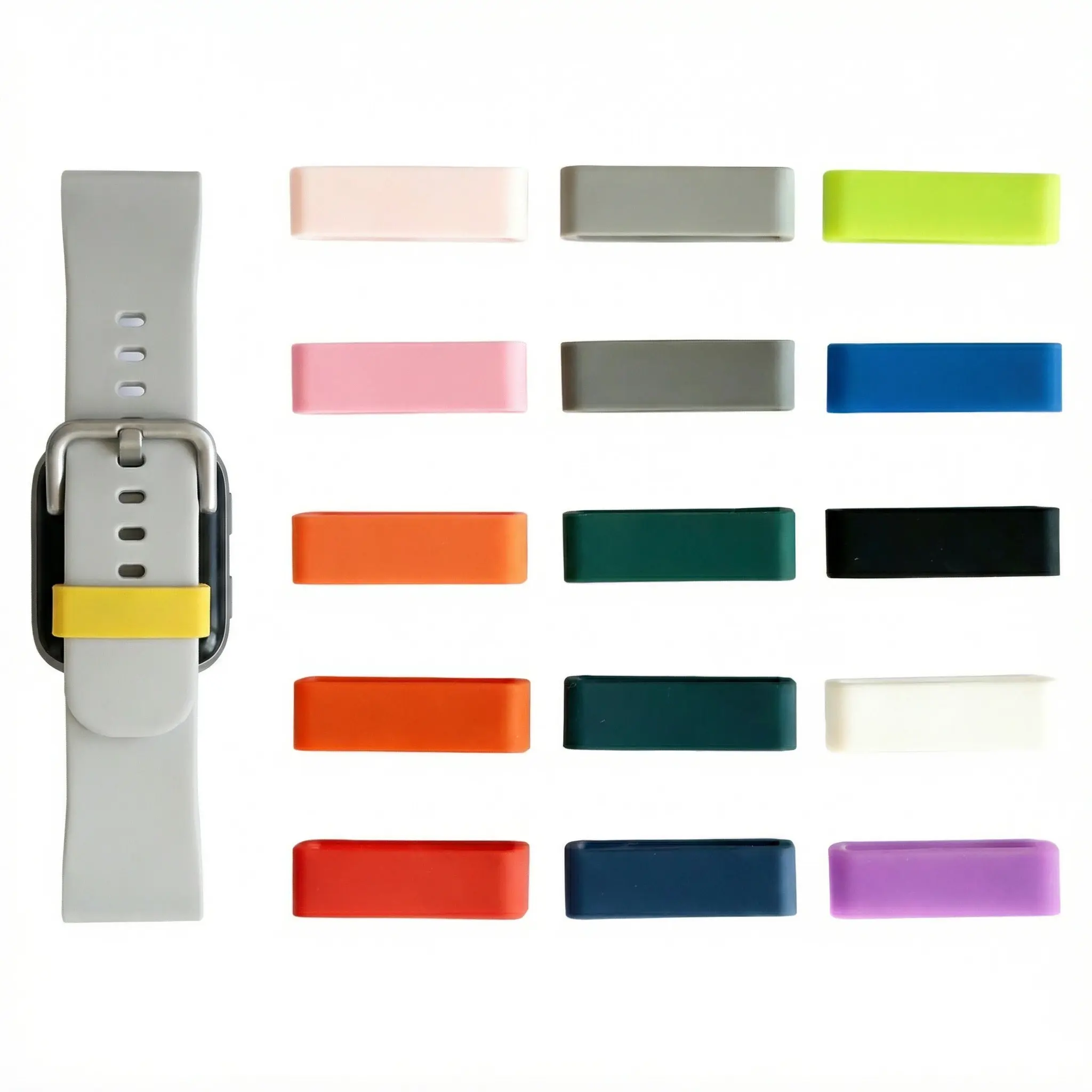 Smartwatch anti-loss device, watch strap retaining rings, 15 pieces in different colors, 0.79in silicone safety connector buckles, smartwatch accessories, suitable for sports, children, the elderly, and prevents loss in playgrounds.