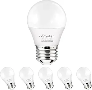 Small Light Bulb 6 Watts Warm White Light 2700K, 60 Watts Globe Light Bulb Equivalent, E26 Standard Screw Base A15/G45 Shape LED Appliance Bulb Refrigerator 6-Pack