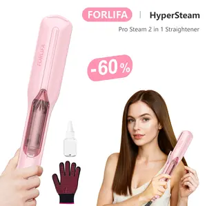 FORLIFA-HyperSteam Pro Steam 2 in 1 Straightener with 1.5-inch Cool Mist Infrared Technology 3-in-1 Functionality 5 Temperature Settings for Healthy Frizz-Free Hair 30-Minute Auto Shut-Off, WeeklyDeals,TikTokShopSpringGlowUp