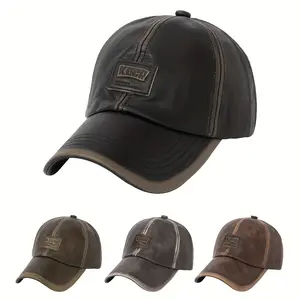 A Unisex Washed Vintage-Style Faux Leather Baseball Cap Suitable All Seasons,-Quality Casual Sportswear, Perfect Golf, Equestrian Activities, And Everyday Outfits, Designed Couples