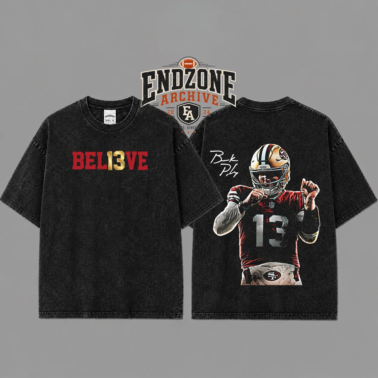 [Hokies Store] 'Dougie' Brock Purdy 13 For 49ers Faithful Heavyweight Acid Washed Cotton Hoodie T-Shirt, Niners Football Fans Shirt, Niner Gang Graphic Football Shirt, Game Day Outfits