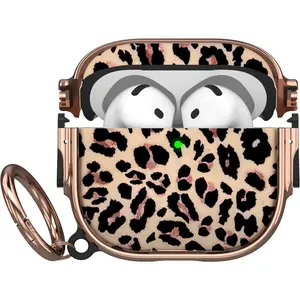 L-HPS015  for AirPods 4 Case with Lock, Cute AirPods 4 Case Lock Protective Hard AirPod 4 Generation Cover for Women Men with Keychain Clip for AirPod 4th Generation Cover 2024, Leopard
