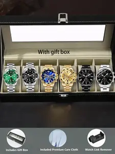 6-piece men's exquisite watch set, men's business high-end quartz men's watch set, Business Fashion Watches