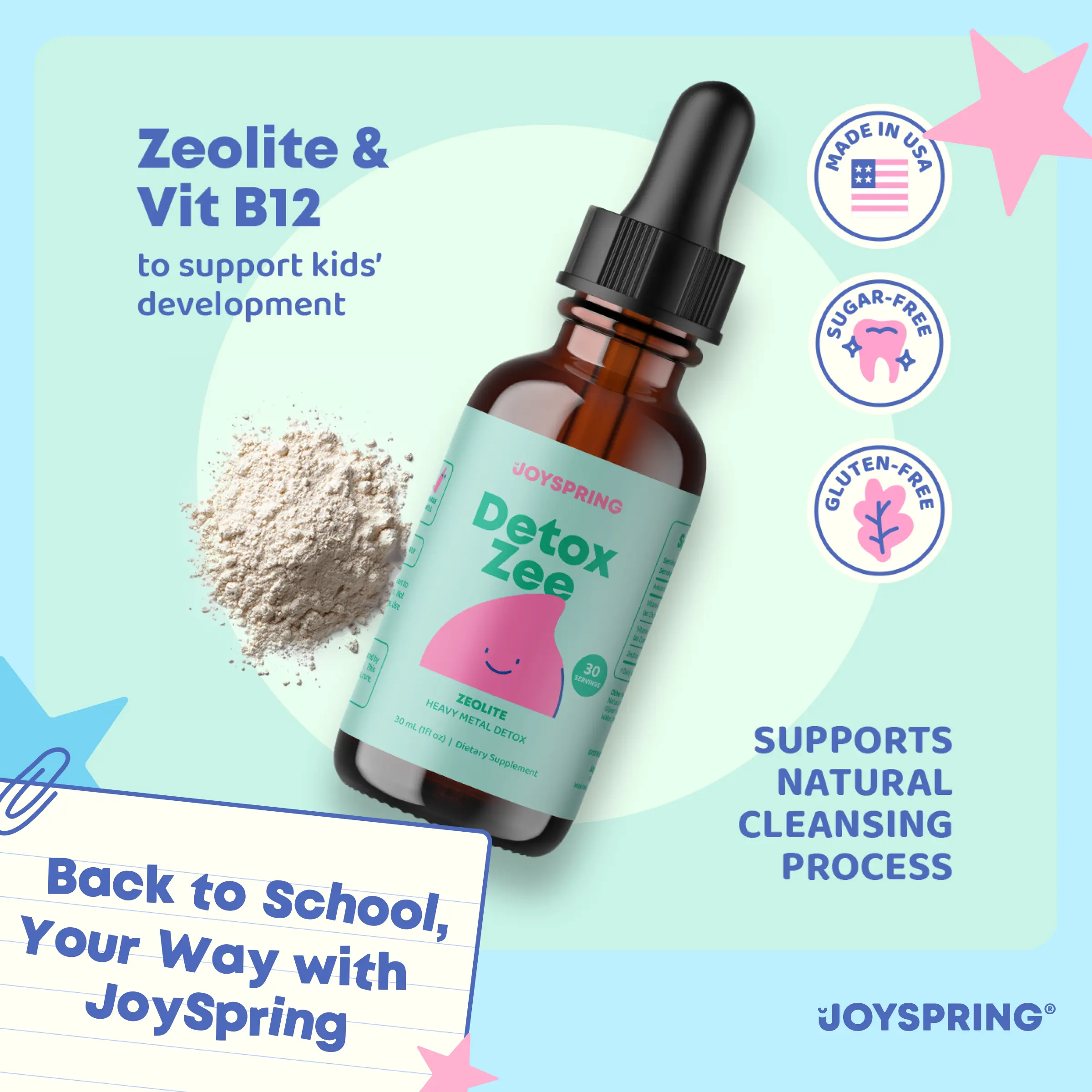 JoySpring DetoxZee Zeolite Drops with Vitamin D3 – Herbal Blend Drops for Gut Balance, Immune & Daily Wellness Support