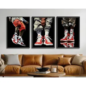 Full set 3 Sneakerhead Black Man Wall Art, Set Of 3 Prints, Printable Sneaker Poster, Cool Hypebeast Decor, Urban Fashion Wall Art