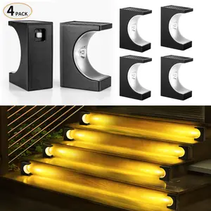 4-Pack Solar Crescent Lights Outdoor Landscape & Step Lighting Premium Light Source | Intelligent Light Control Easy Installation | All-Night Runtime Perfect for Corridors, Yards, Camping & More