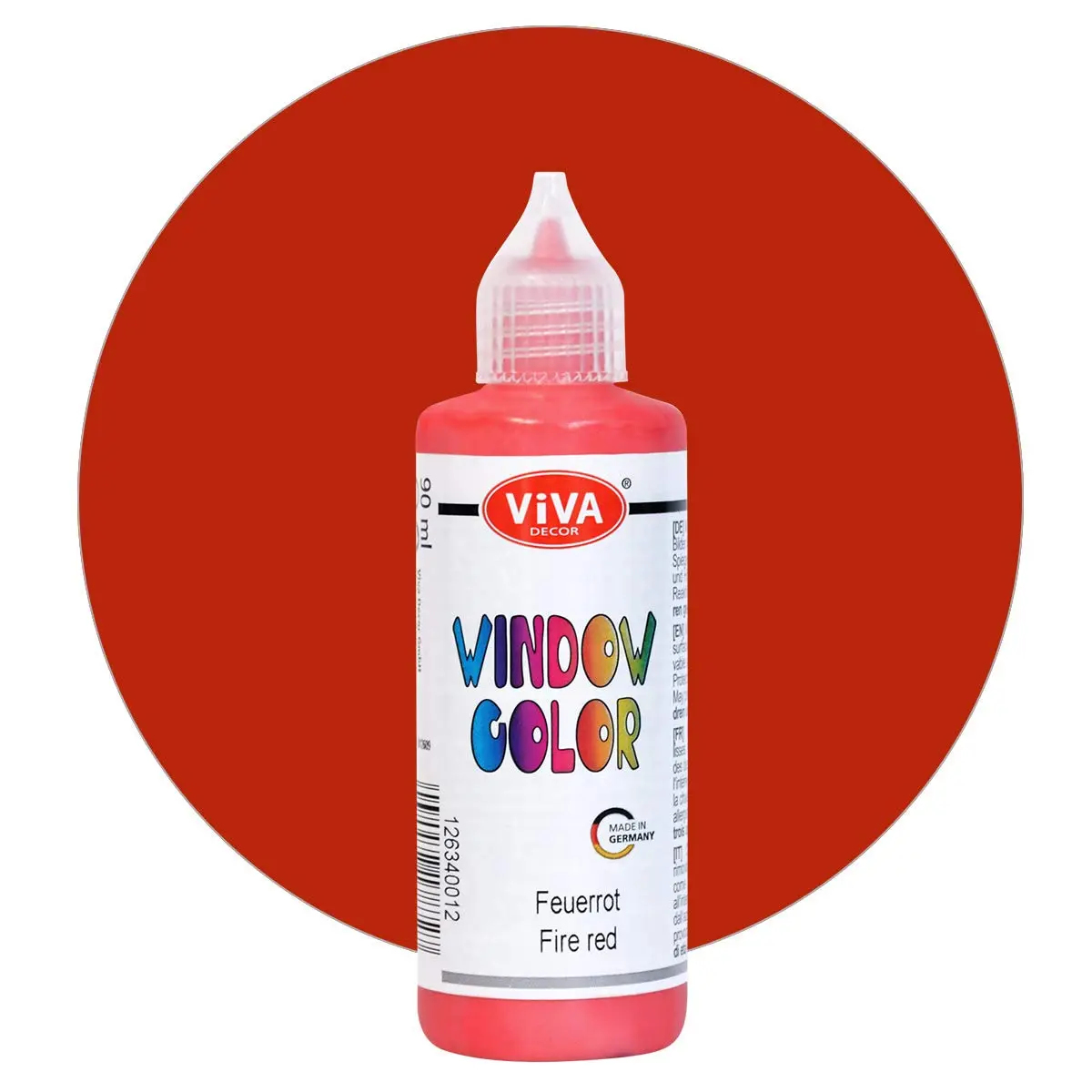 Viva Decor Window Colour (Fire Red, 90 ml) Window Paint for Removable Pictures and Stickers for Decoration, Mirrors, Tiles, Vases and Windows