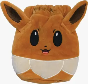 Prismatic Evolutions Eevee Pouch - Adorable Plush Design Featuring Eevee's Iconic Ears and Expressive Face