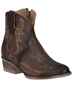 Circle G Women's Embroidered Tobacco Fashion Booties Round Toe - Q5161