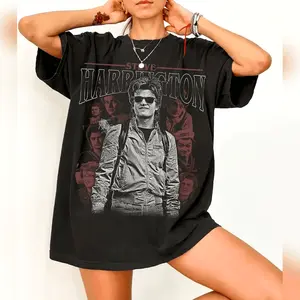 [ Sale Up To 30%] Steve Harrington T-Shirt Unisex Graphic Tee 80s Tv Show Shirt Retro Vintage Clothing Fan Gift Comforta Relax Cotton T-Shirt