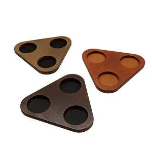 Sturdy Stylish Wooden Triangle Flight Tray Sample Board - Glass Plates Compatible, Multiple Stain Options