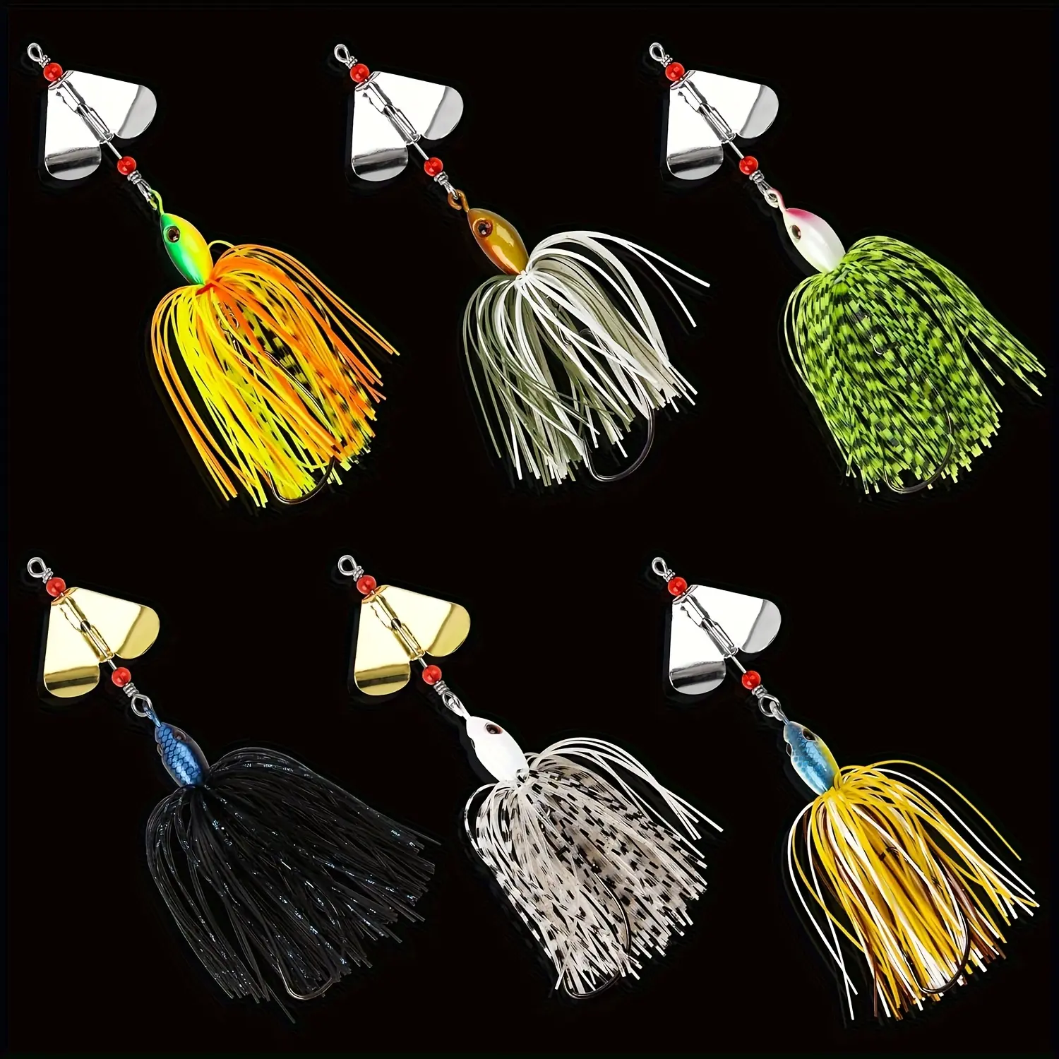 6-piece Rotating Fishing Lure Set, Suitable for Freshwater and Saltwater Fishing, Includes Multiple Colors of Bass, Salmon, and Trout Metal Rotating Lures, Suitable for Bass and Trout Fishing