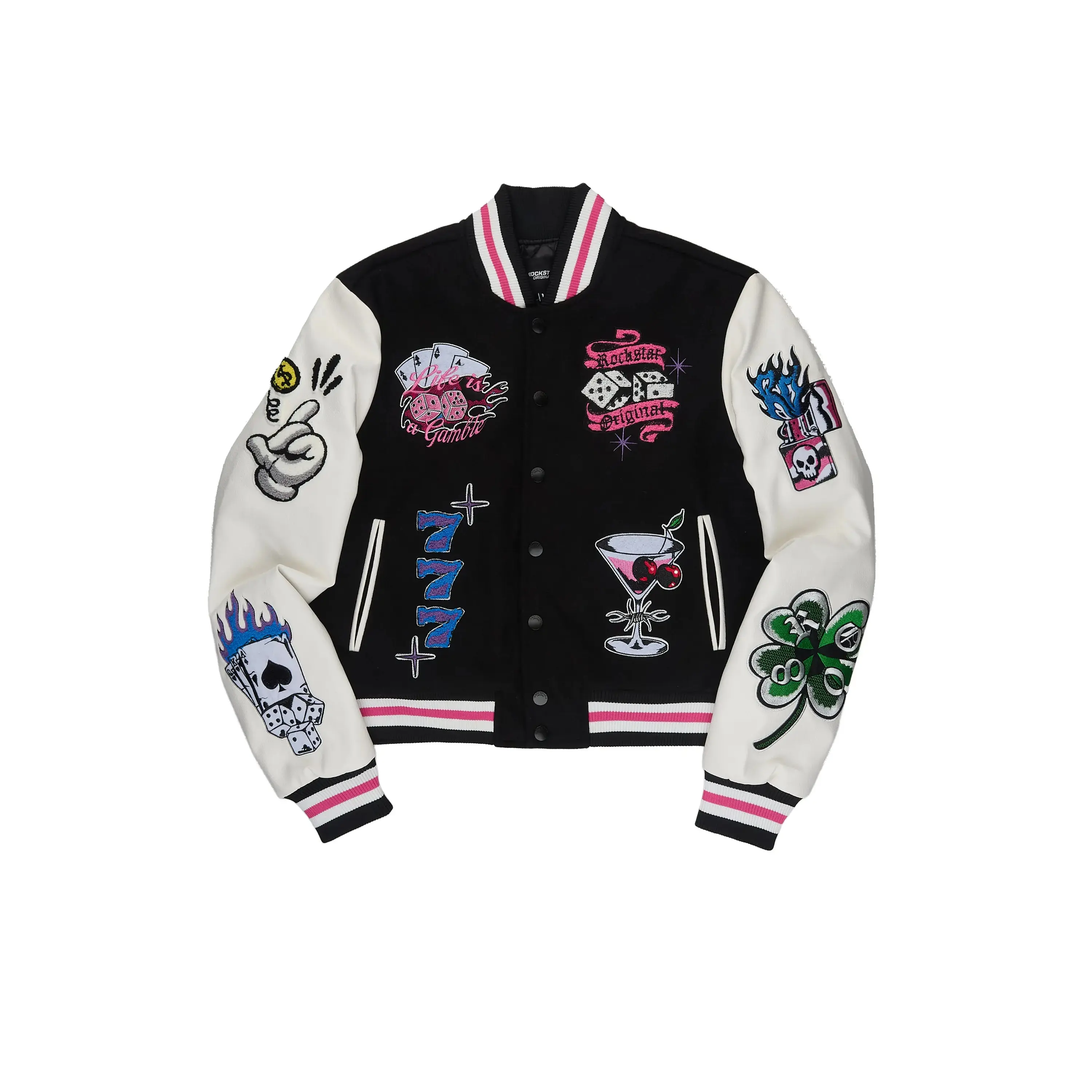 Stasha Black/White Oversized Varsity Jacket