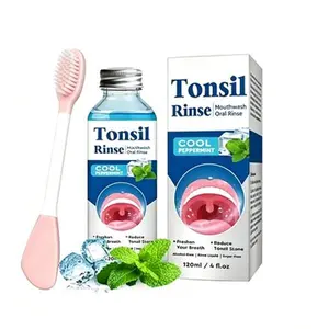New Tonsil Rinse Cool Peppermint Mouthwash -Alcohol-Free Oral Rinse to Reduce Tonsil Stones &Freshen Breath, 120ml (4 fl.oz) Sugar-Free Formula