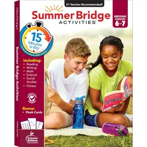 Summer Bridge Activities 6th to 7th Grade Workbooks All Subjects, Middle School Books With Math, Reading Comprehension, Science, Fitness, Social Studies, Writing Practice, and Flash Cards (Volume 8)