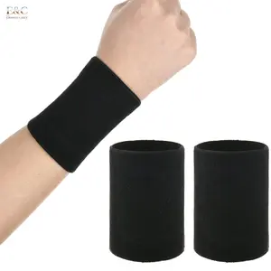 EC 1 Pair Black Elastic Nylon Compression Wrist Sleeve, Sports Wrist Support Bands for Typing Running Basketball Volleyball Golf