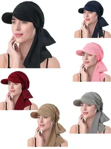 Women's Plain Long Tail Hat Cap, Multicolor Headscarf Hijab, Muslim Ladies Hair Covering Caps, Stylish and Versatile Accessories