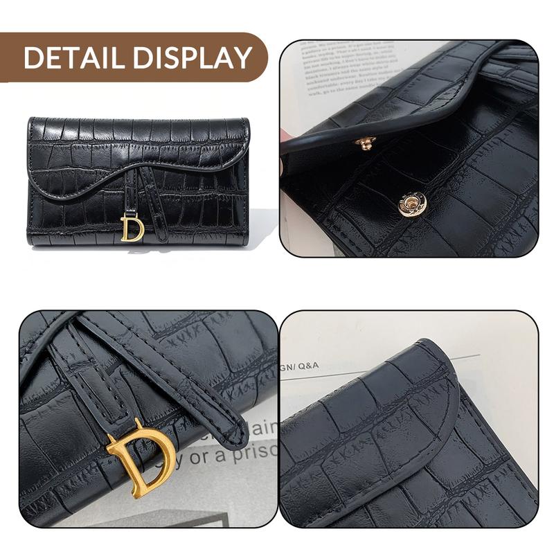 Crocodile Embossed Wallet with Gold Charm Women's PU Leather Card Holder Clutch Stylish Compact Wallet for Daily & Casual Use Burgundy