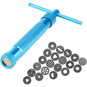 Stainless Steel Clay Extruder Gun Set with 20 Tips for Cake Fondant Sculpture Decorating Crafts Sugar Pasting Tools