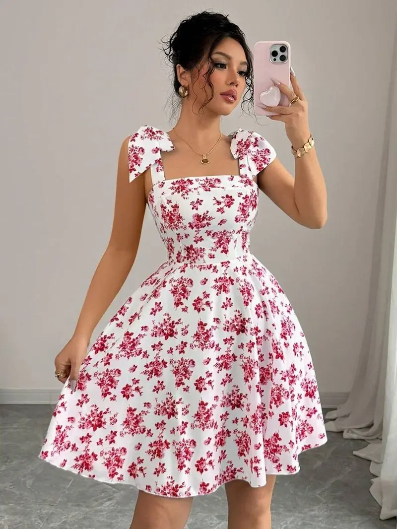 Ditsy+Floral+A+Line+Dress - TikTok Shop