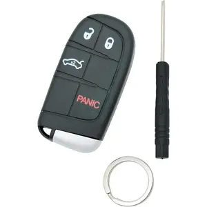 Key Fob Shell Smart Key Cover Case Fit for Dodge Charger Challenger Dart Journey Chrysler 300 Replacement Keyless Entry Remote Key Housing Casing M3N-40821302 (4 Buttons-B)