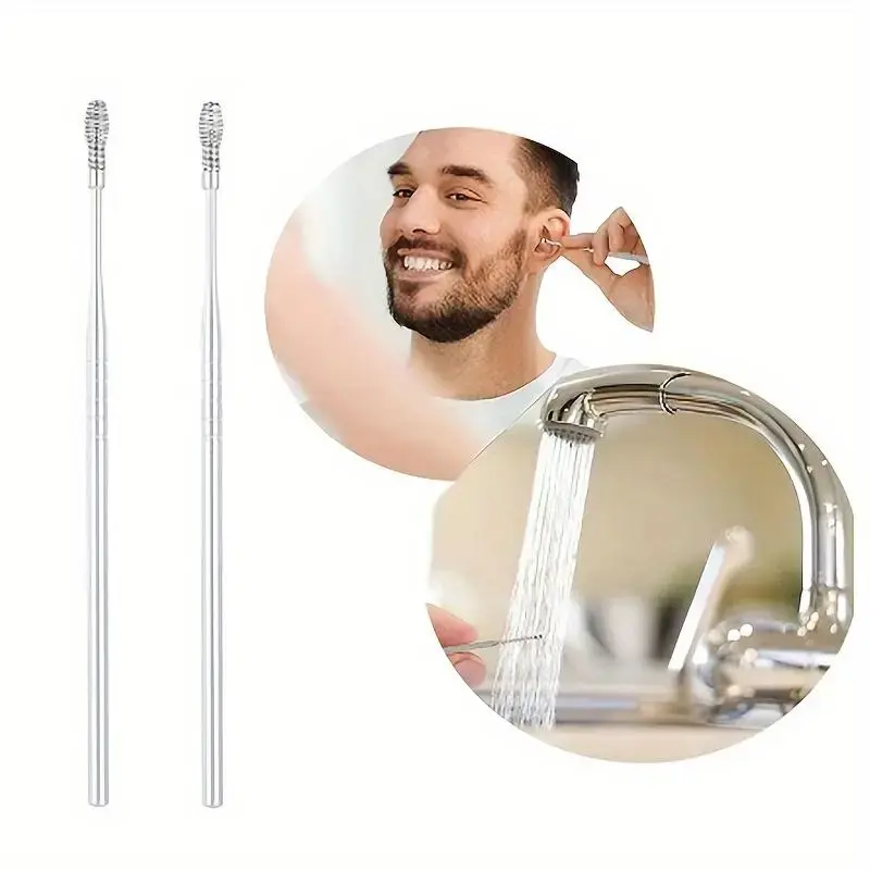 2pcs Stainless Steel Ear Wax Remover - Spiral Spring Curette, Odorless Ear Cleaning Tool for Hands & Feet Care, Ear Wax Removal Tool