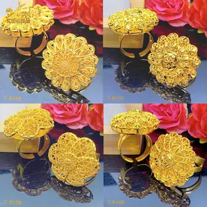 ANIID Dubai Luxury Jewelry Flowers Gold Color Copper Rings For African Women Bridal Arab Ring Wedding Accessories Wholesale