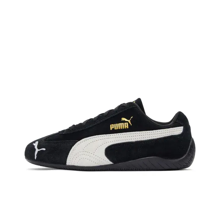 Black White Contrast Lace Up Slim Racing Flat Sneakers Soft Suede Upper Thin Padded Black Ankle Collar Breathable Sweat Resistant Inner Lining Low Profile Light Cushion Insole For City Daily Walking & Vintage Street Outfits